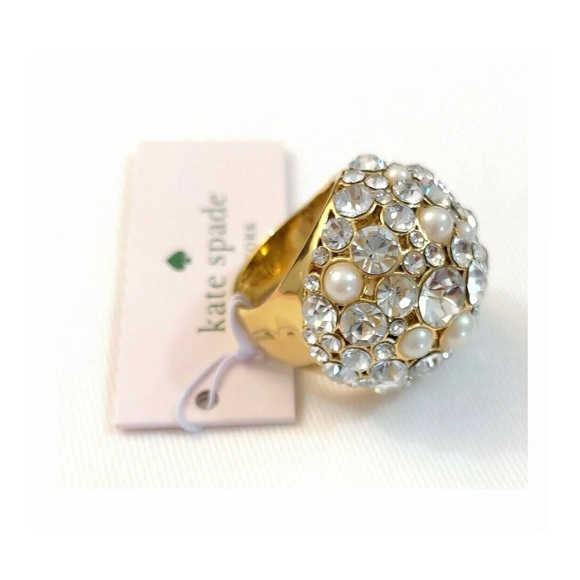 NWT Kate Spade ♠️ PICK A PEARL 12-K Gold Plated Glass Stones/ Pearls Ring-Sz.7 - Picture 10 of 12